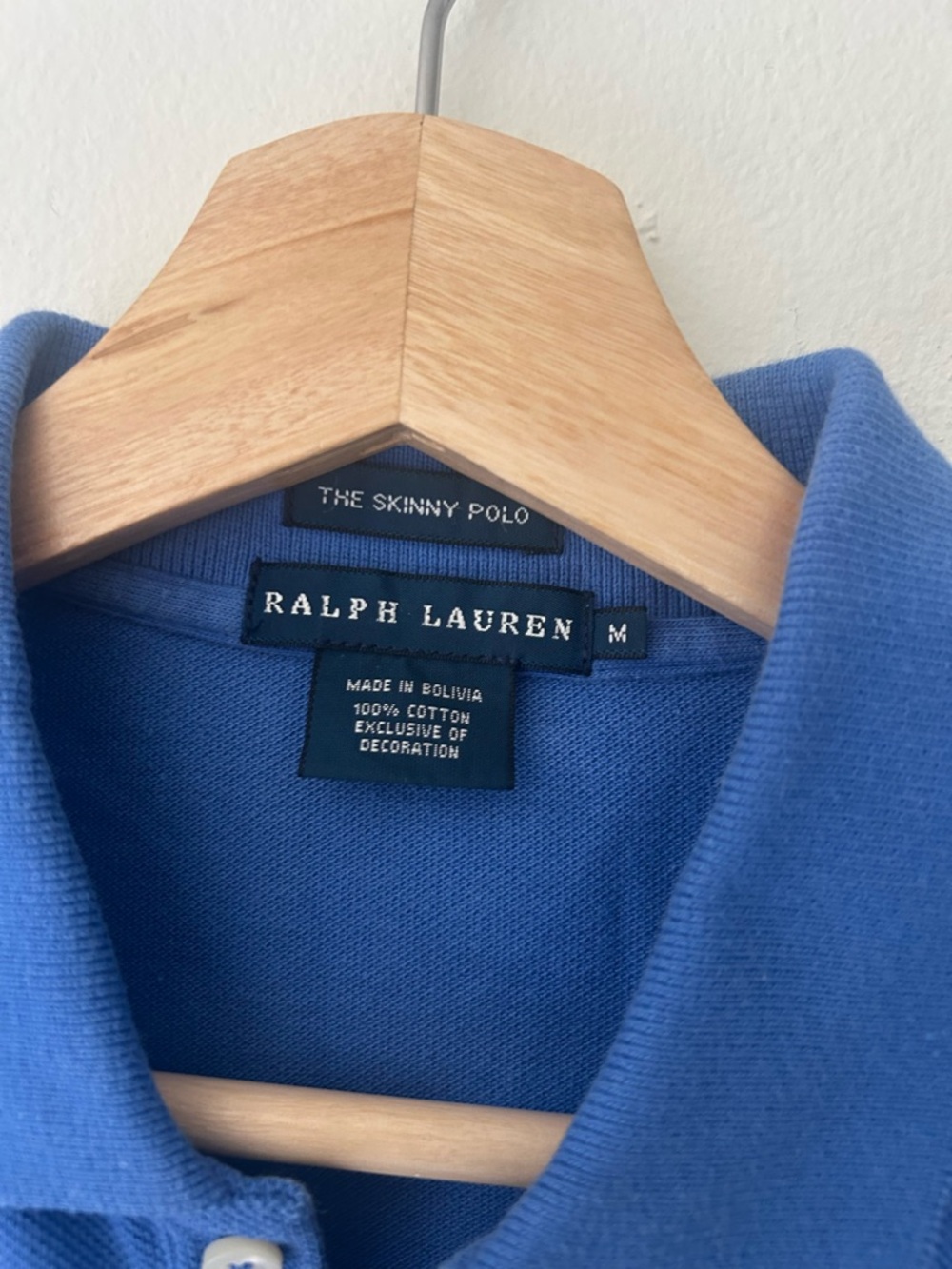 Y2K Ralph Lauren Medium Skinny Polo Blue Neon Green Big Pony LS - Picture 2 of 9